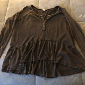 Free people thermal hi/lo long sleeve shirt